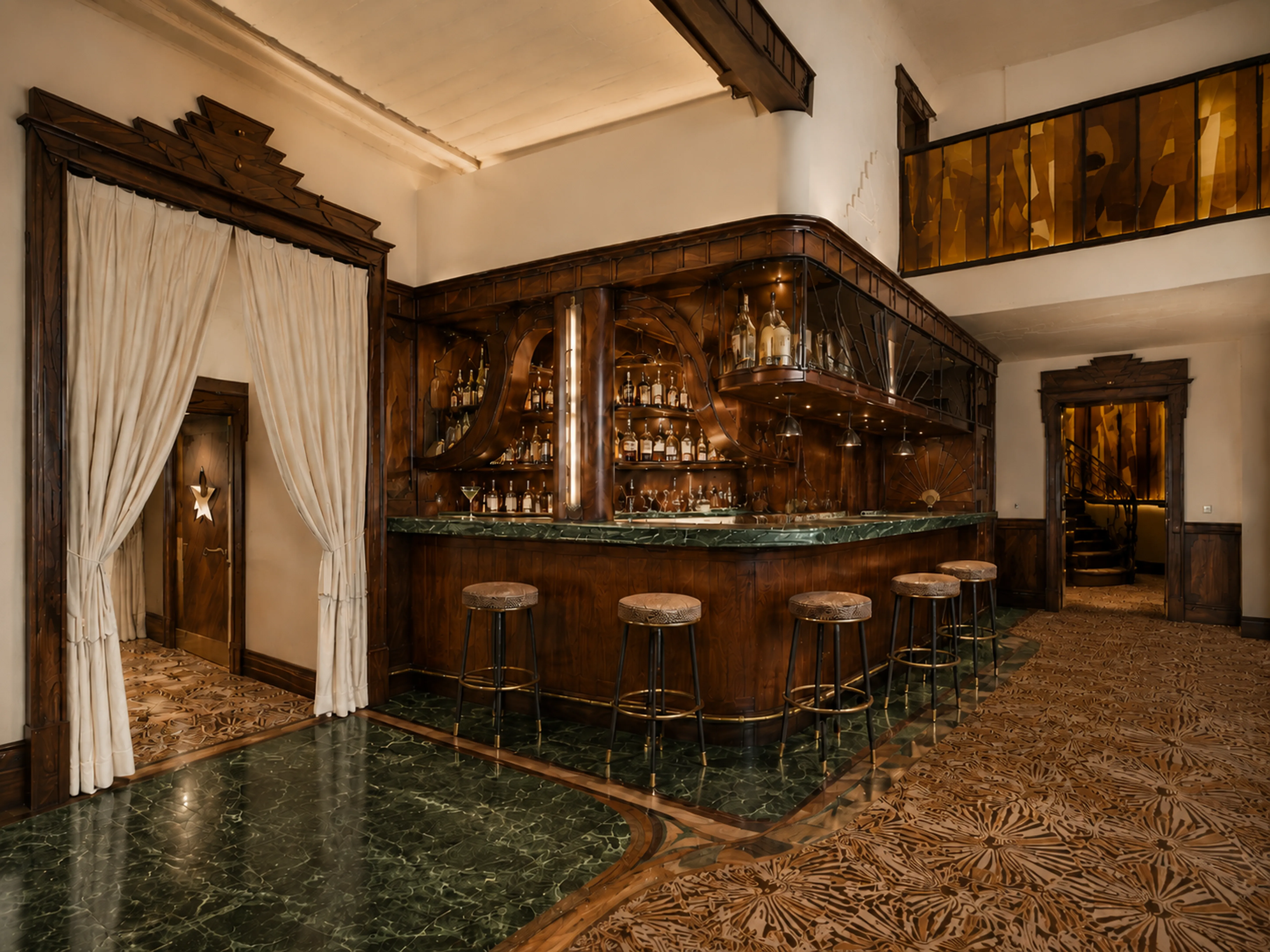 rendu final d'un projet de réhabilitation d'un bar Art déco